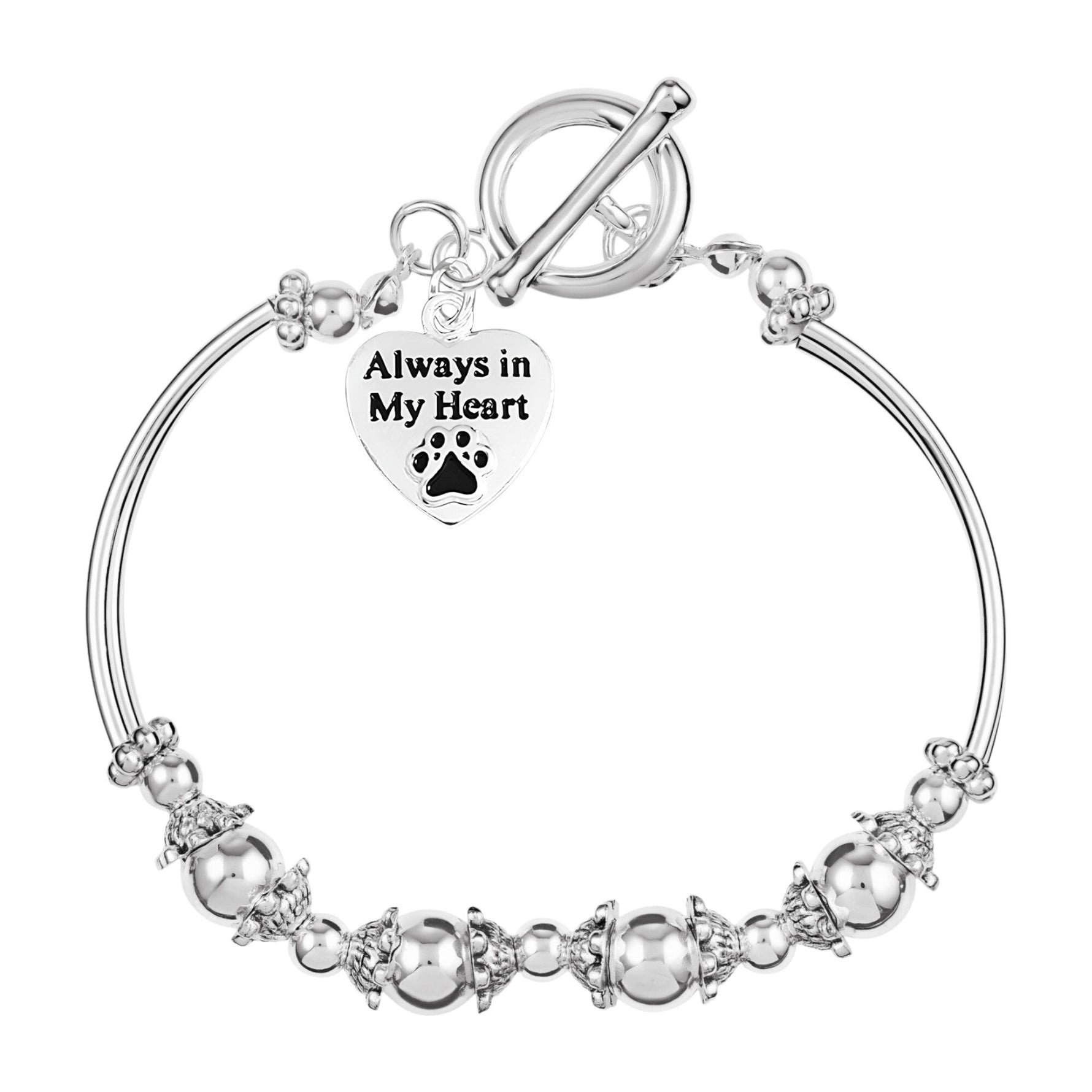 Always in My Heart Paw Print Charm Partial Beaded Bracelets - Fundraising For A Cause