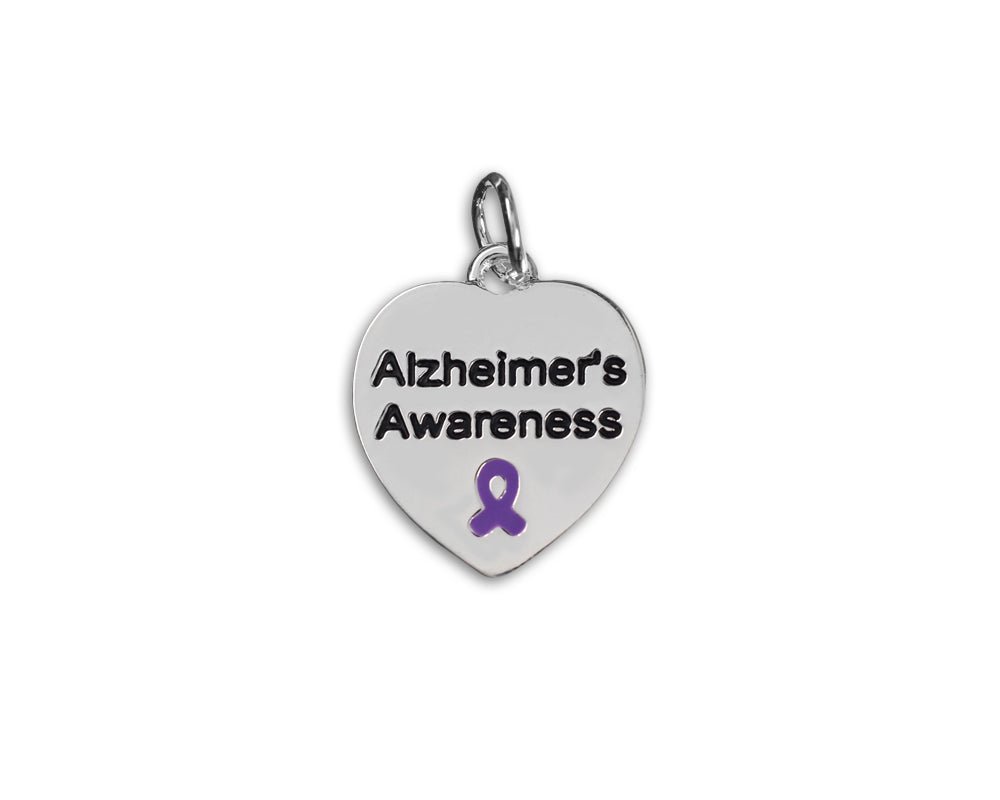 Alzheimers Awareness Heart Charms