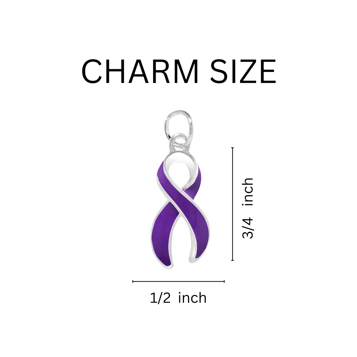 25 Pack Alzheimer's Purple Ribbon Charms  - Fundraising For A Cause