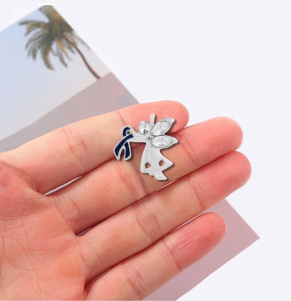 Angel By My Side Dark Blue Ribbon Pins - Fundraising For A Cause