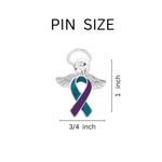 Angel Teal & Purple Ribbon Pins - Fundraising For A Cause