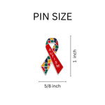Puzzle ribbon autism awareness lapel pin close-up