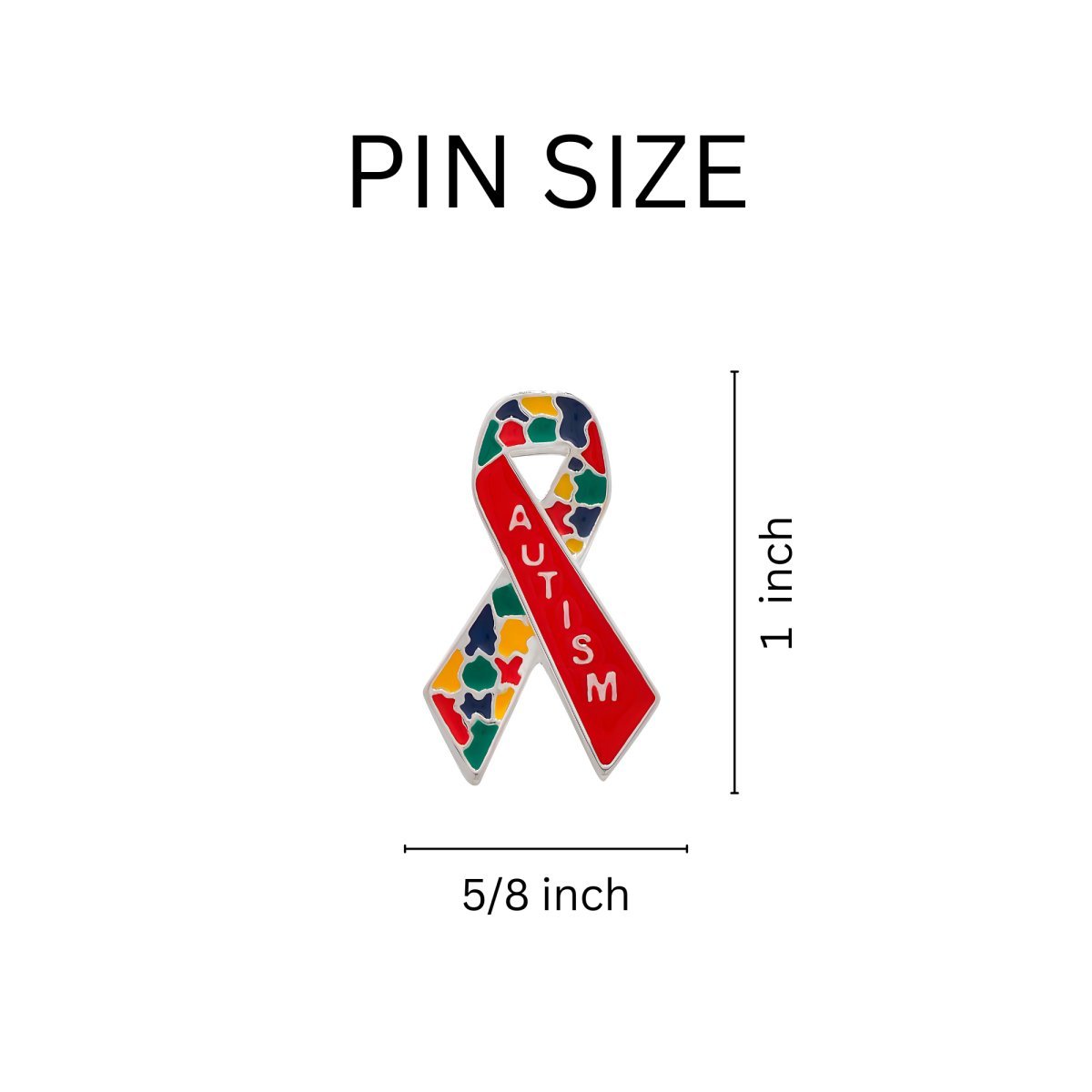 Puzzle ribbon autism awareness lapel pin close-up