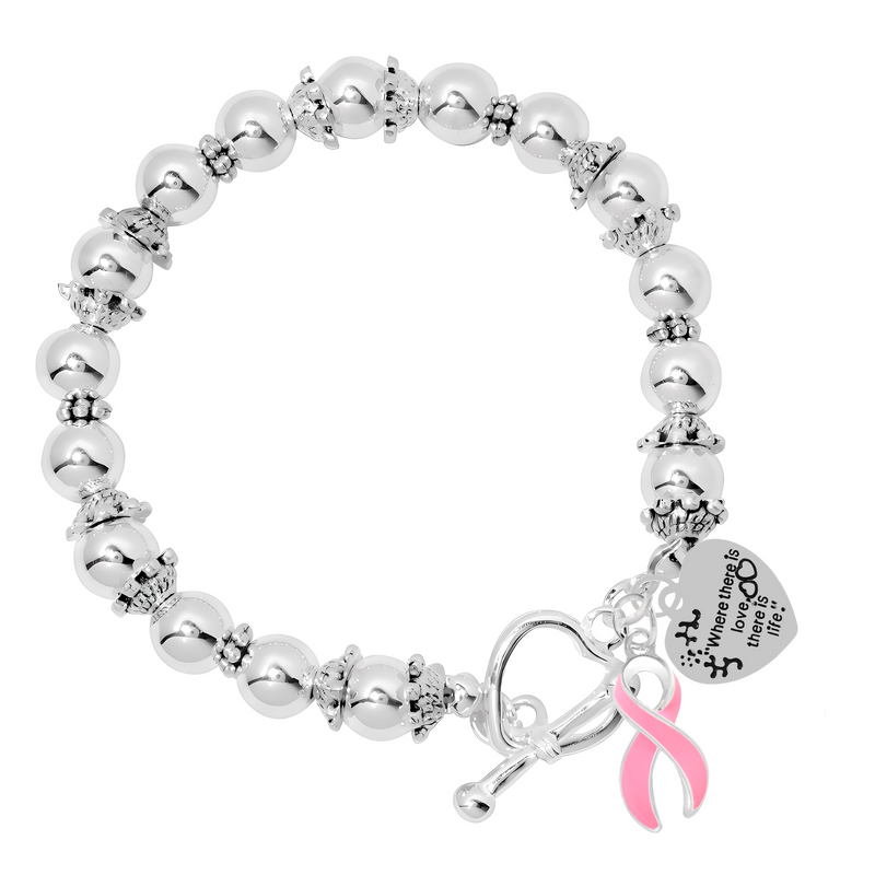 Pink Ribbon Where There Is Love Awareness Bracelets