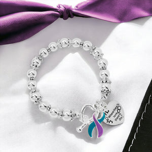 Where There is Love Teal & Purple Ribbon Bracelets