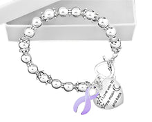 Load image into Gallery viewer, To The Moon And Back Heart Charm Lavender Ribbon Silver Beaded Bracelets - Fundraising For A Cause