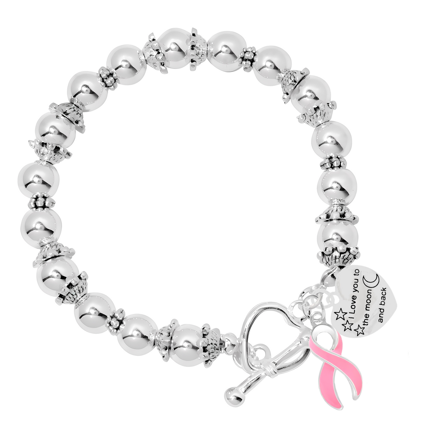 Love You To The Moon And Back Pink Ribbon Bracelets - Fundraising For A Cause