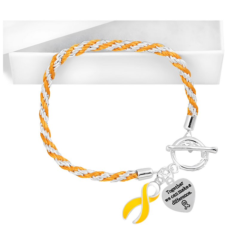 Gold Ribbon Rope Style Bracelets - Fundraising For A Cause