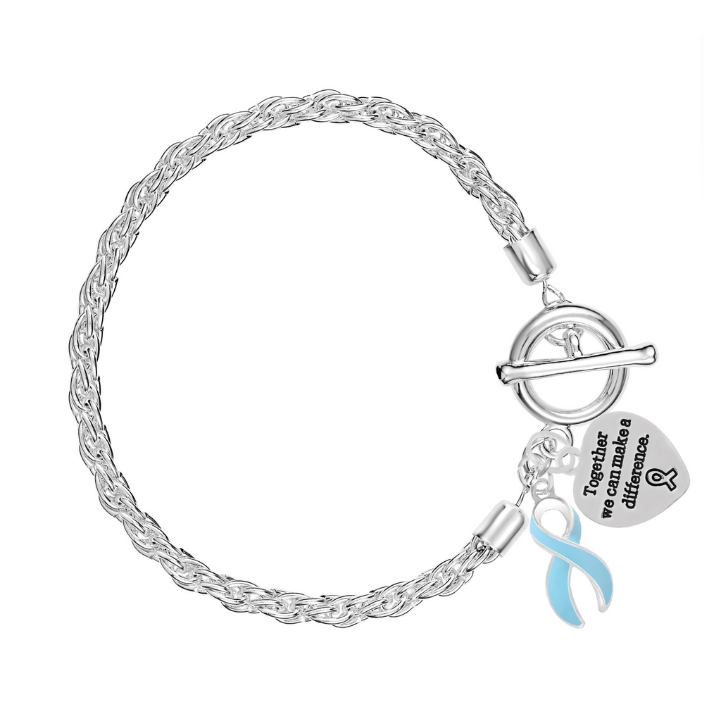 Light Blue Ribbon Charm Rope Bracelet - Fundraising For A Cause