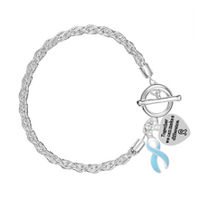 Load image into Gallery viewer, Light Blue Ribbon Charm Rope Bracelet - Fundraising For A Cause
