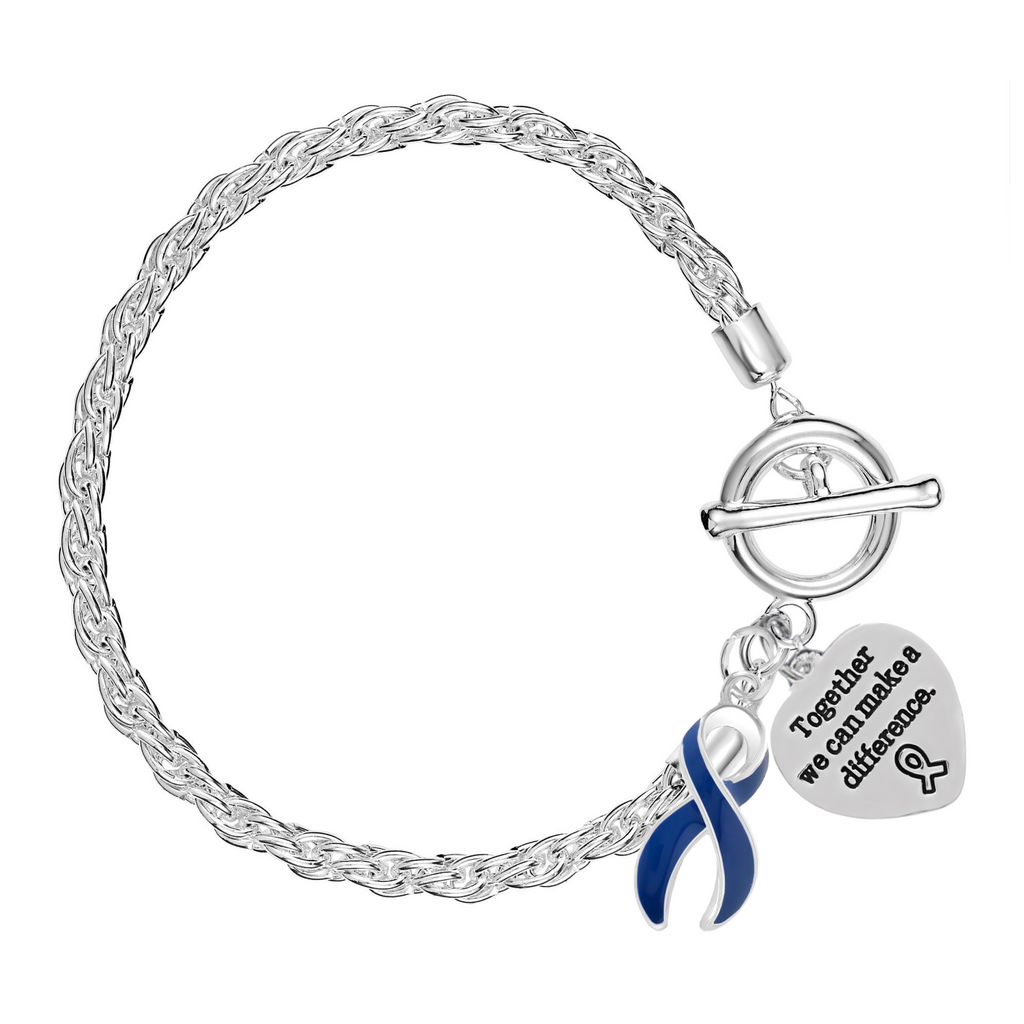 Dark Blue Ribbon Rope Style Bracelets - Fundraising For A Cause