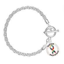 Load image into Gallery viewer, Round Autism Awareness Silver Rope Bracelets