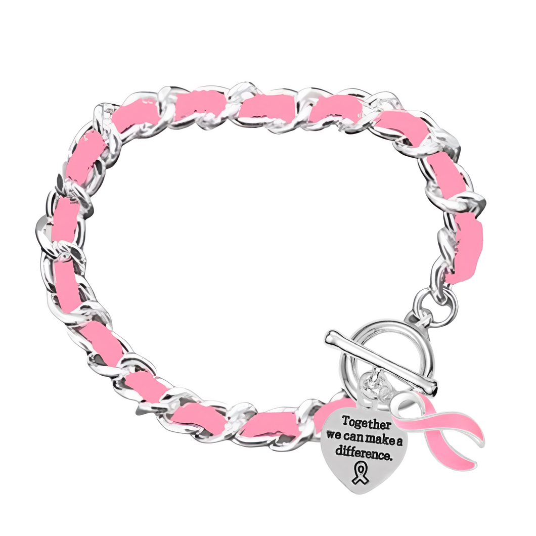 Pink Ribbon Leather Rope Bracelets - Fundraising For A Cause