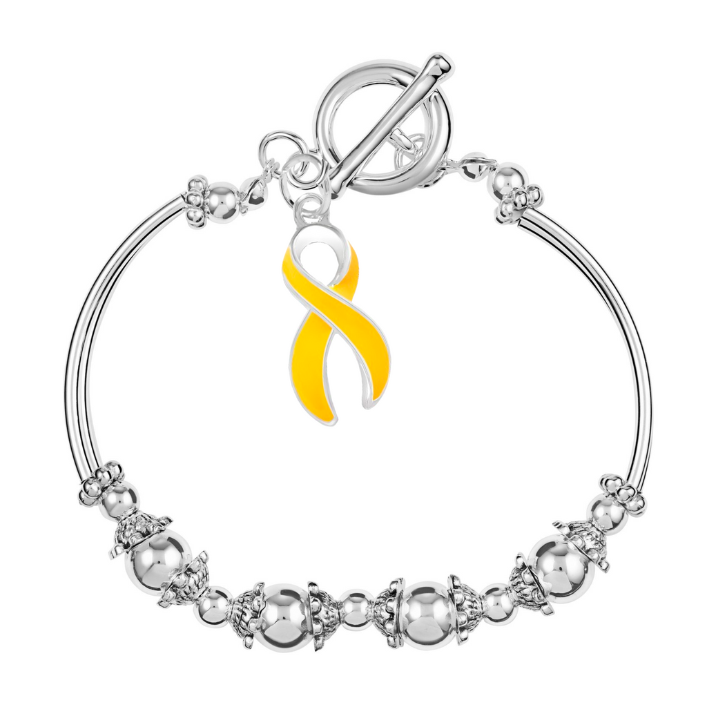 Gold Ribbon Charm Partial Beaded Bracelets - Fundraising For A Cause