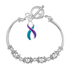 Teal & Purple Ribbon Charm Partial Beaded Bracelets - Fundraising For A Cause