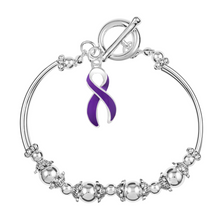 Load image into Gallery viewer, Purple Ribbon Charm Partial Beaded Bracelets