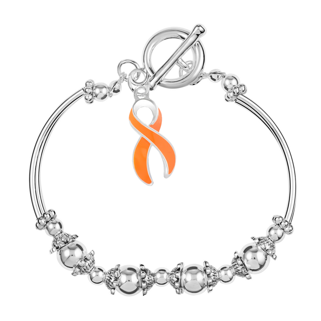 Orange Ribbon Charm Partial Beaded Bracelets - Fundraising For A Cause