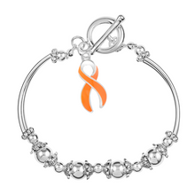 Load image into Gallery viewer, Orange Ribbon Charm Partial Beaded Bracelets