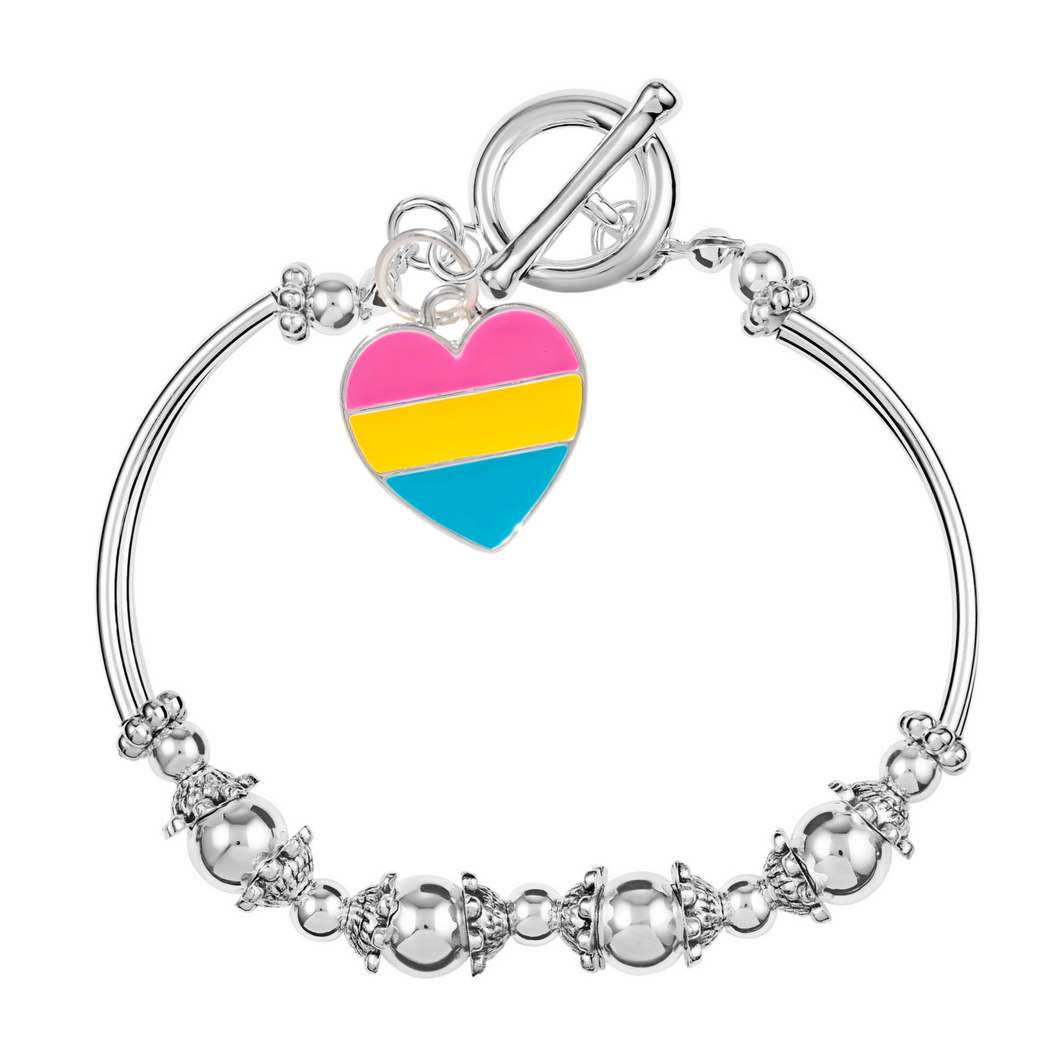 Pansexual Heart Flag Charm Partial Beaded Bracelets - Fundraising For A Cause