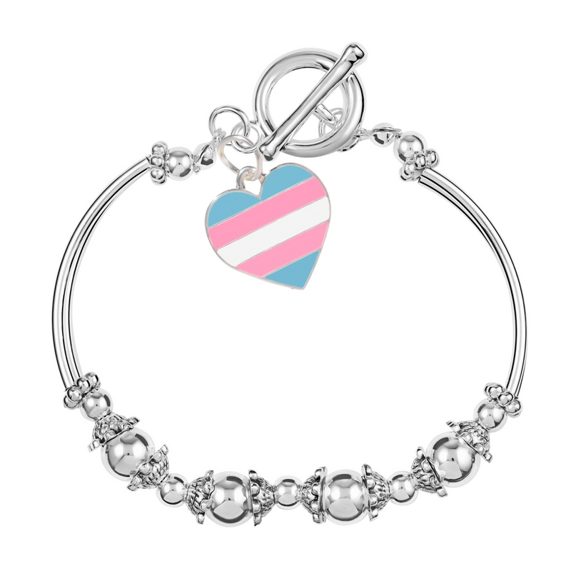 Transgender Heart Flag Partial Beaded Bracelets - Fundraising For A Cause
