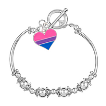Load image into Gallery viewer, Bisexual Flag Heart Partial Beaded Bracelets