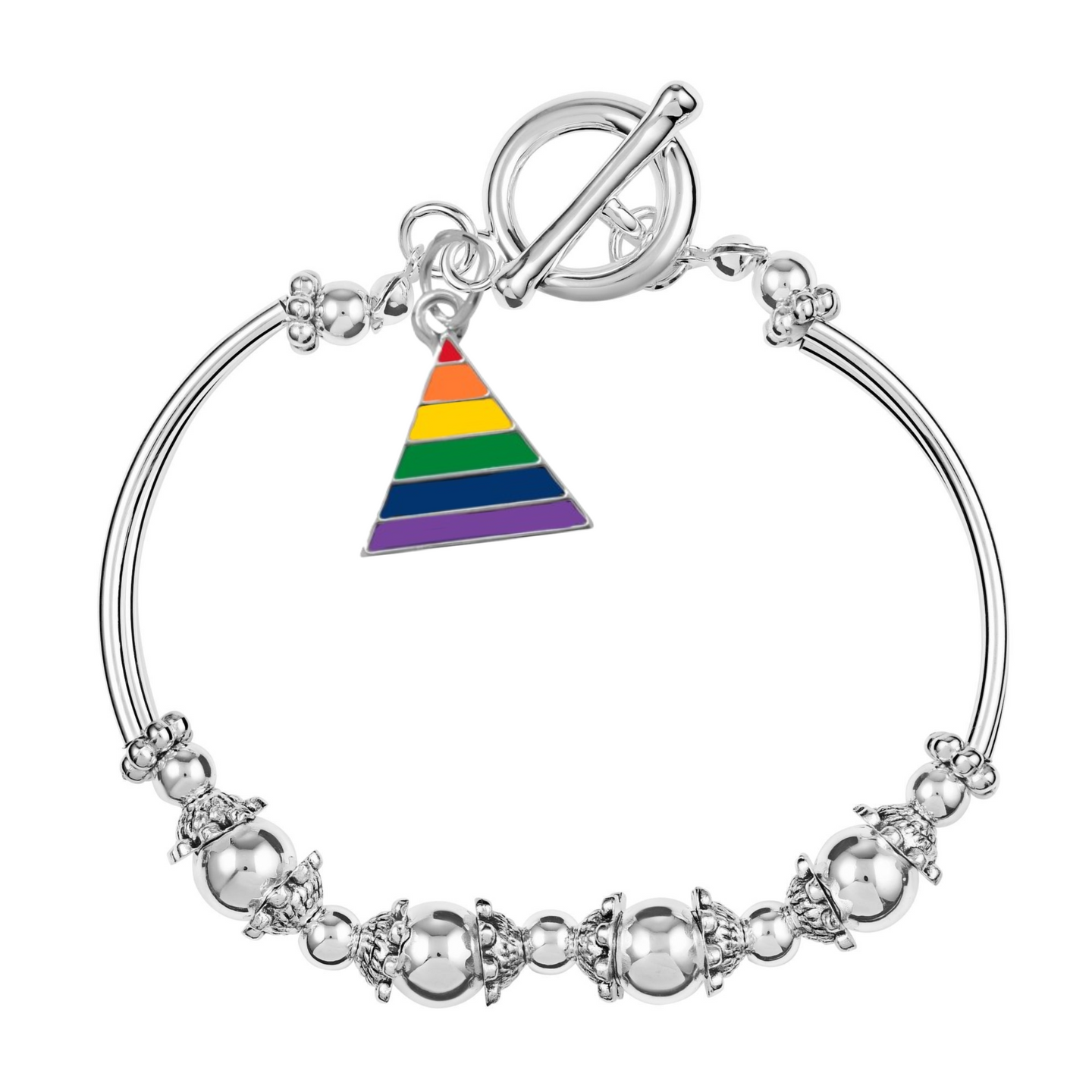 Rainbow Triangle Charm Partial Beaded Bracelets
