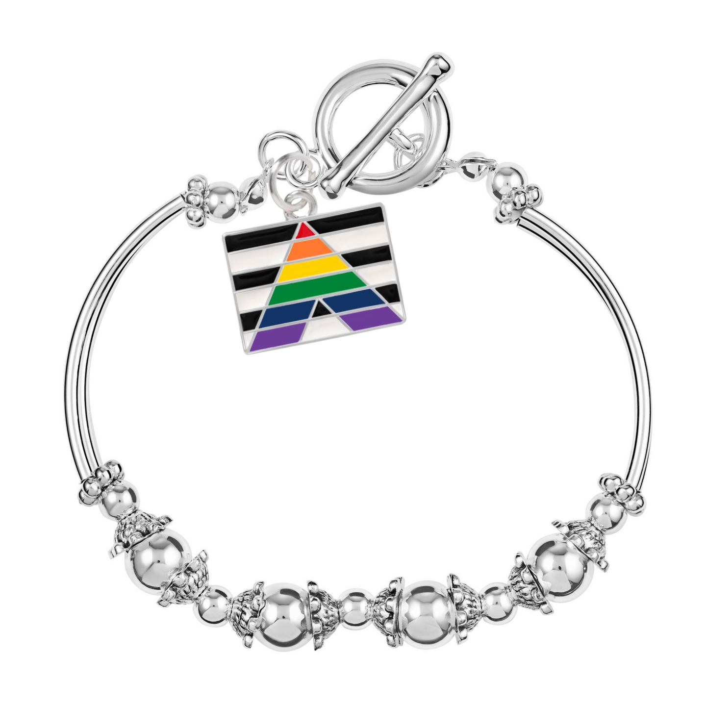 Straight Ally LGBTQ Pride Rectangle Partial Beaded Charm Bracelets - Fundraising For A Cause