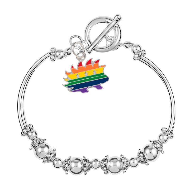 Libertarian Rainbow Porcupine Charm Partial Beaded Bracelets - Fundraising For A Cause