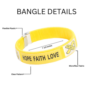 Bladder Cancer Awareness Ribbon Bracelets, Yellow Ribbon Bangle Wristbands
