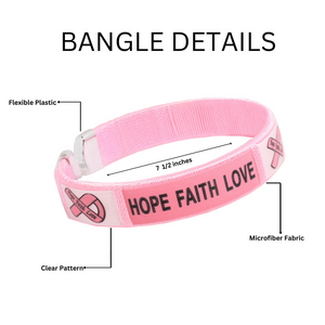 Breast Cancer Pink Ribbon Bangle Bracelets