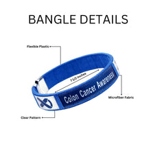 Load image into Gallery viewer, Colon Cancer Awareness Dark Blue Ribbon Bangle Bracelets - Fundraising For A Cause