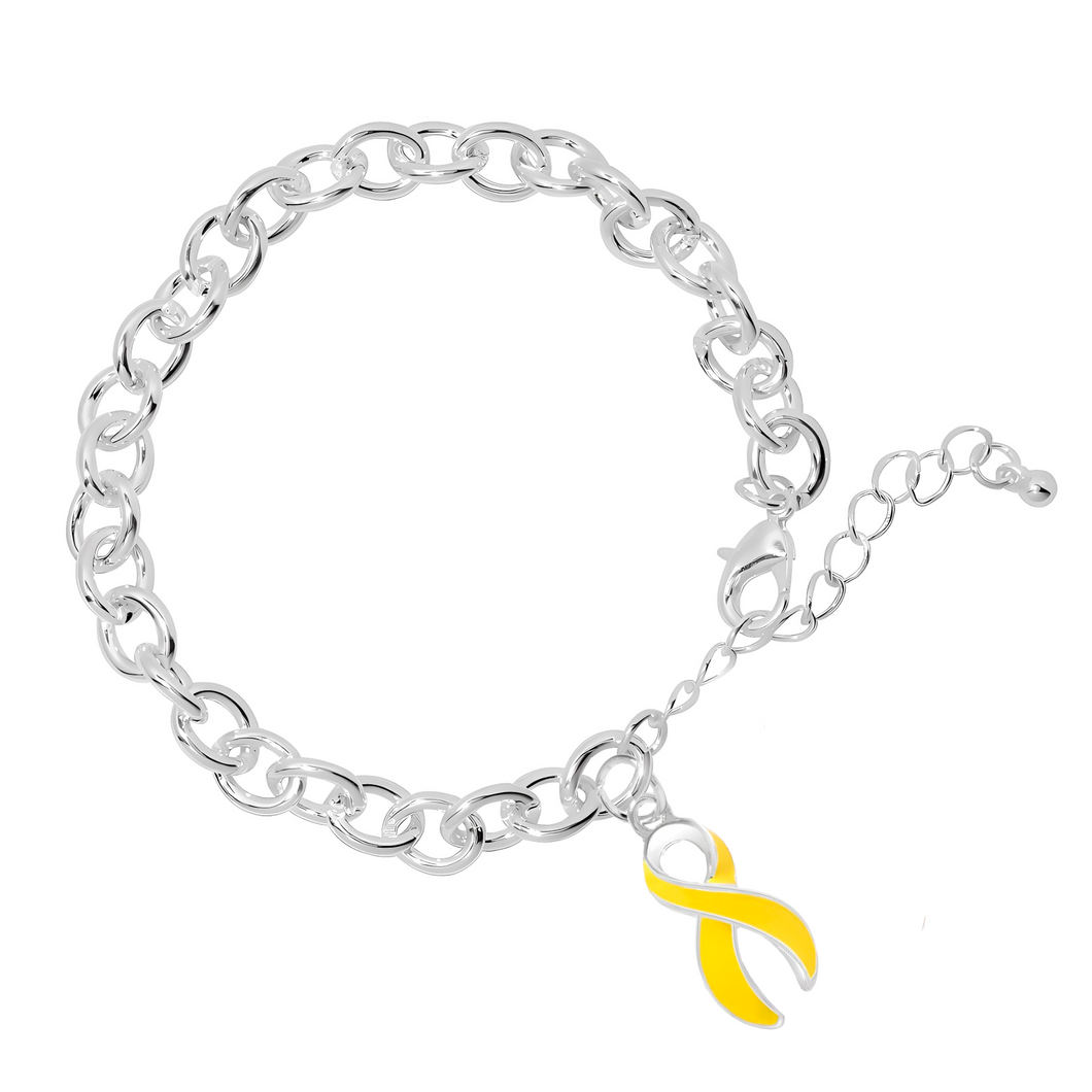 Yellow Ribbon Chunky Charm Bracelets - Fundraising For A Cause