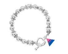 Load image into Gallery viewer, Rectangle Bisexual Flag Silver Beaded Bracelets, Gay Pride Jewelry