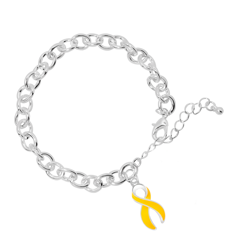 Gold Ribbon Chunky Charm Awareness Bracelets - Fundraising For A Cause