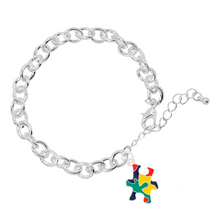 Load image into Gallery viewer, Autism Colored Puzzle Piece Chunky Charm Bracelets