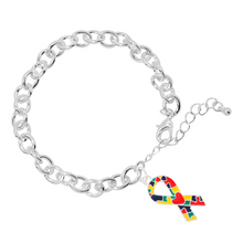 Load image into Gallery viewer, Autism Ribbon With Heart Chunky Charm Bracelets