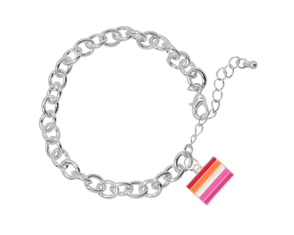 Lesbian Sunset Flag Chunky Charm Bracelets - Fundraising For A Cause