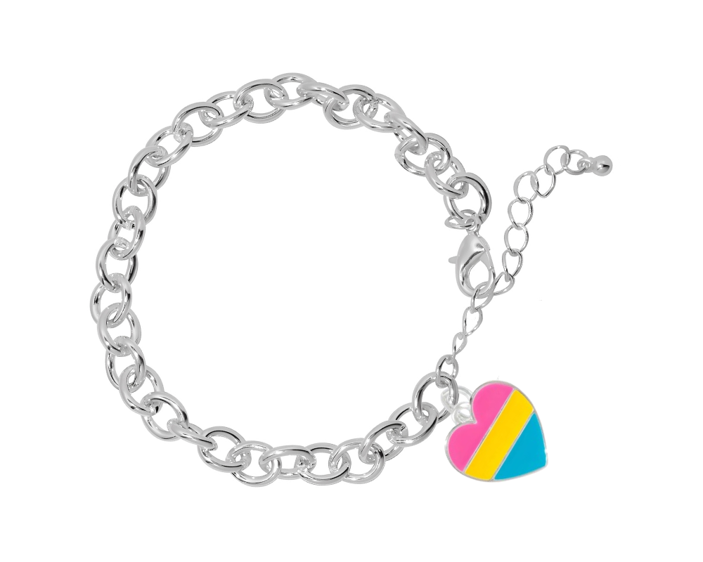 Pansexual LGBTQ Pride Heart Chunky Charm Bracelets - Fundraising For A Cause