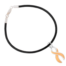 Load image into Gallery viewer, Black Cord Peach Ribbon Bracelets