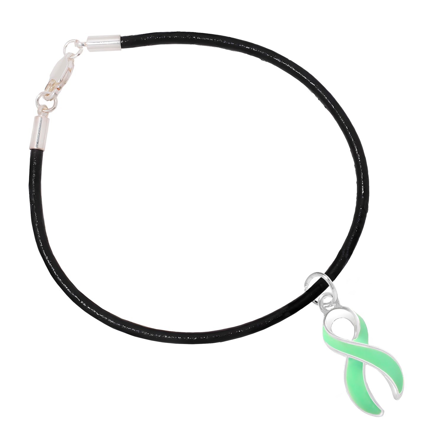 Black Cord Light Green Ribbon Bracelets