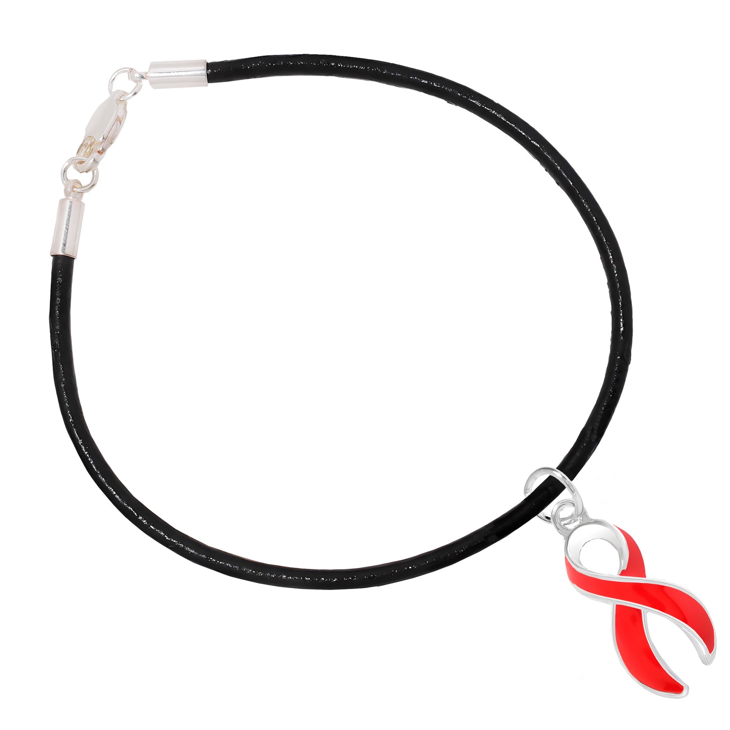Large Red Ribbon Leather Cord Bracelets - Fundraising For A Cause