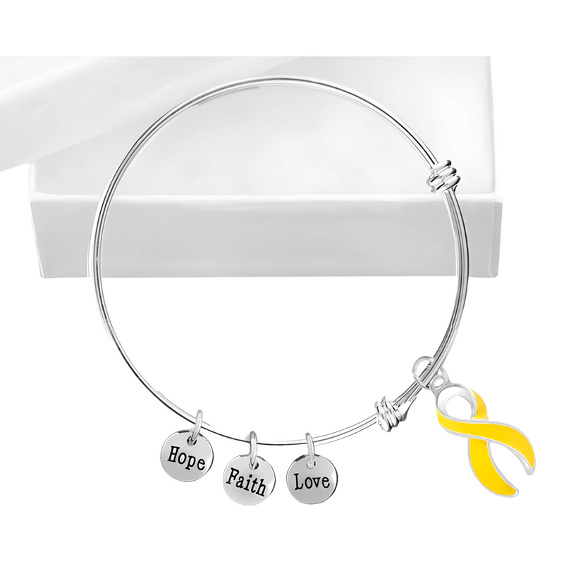 Yellow Awareness Retractable Bangle Bracelets - Fundraising For A Cause