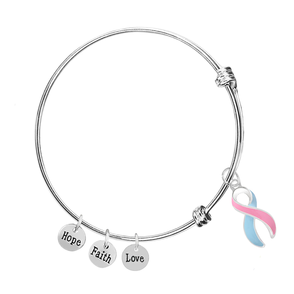 Blue and Pink Ribbon Retractable Charm Bracelet Fundraising For A Cause