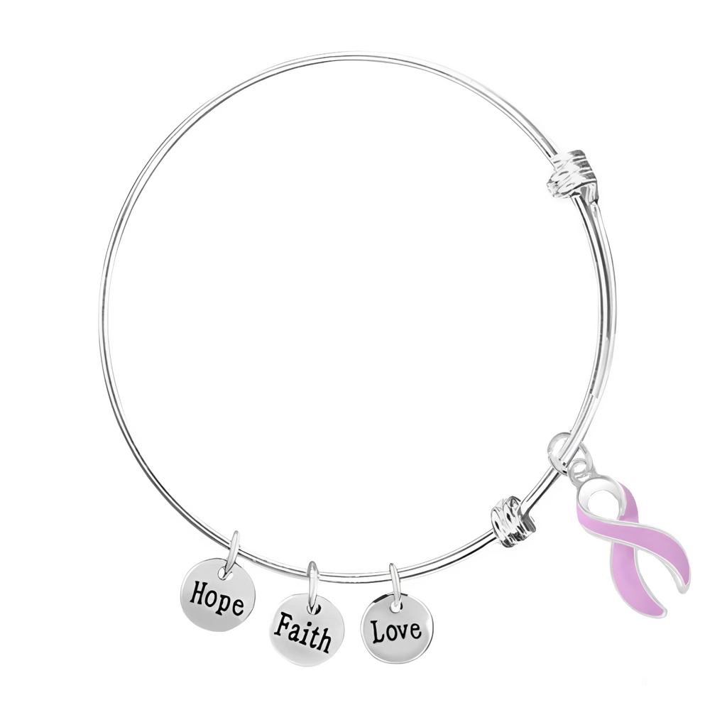 Large Lavender Ribbon Charm Retractable Bracelets Fundraising For A Cause