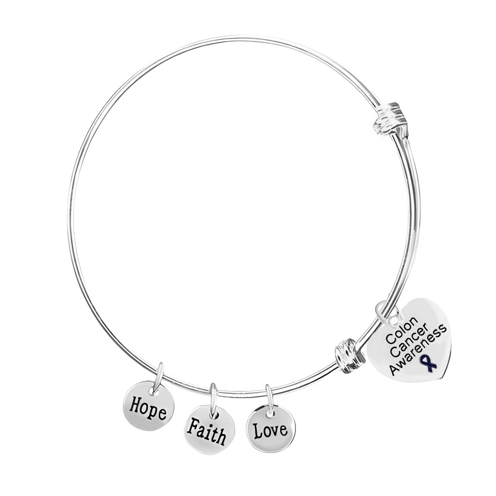 Colon Cancer Heart Retractable Charm Bracelet Fundraising For A Cause