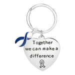 Big Heart Dark Blue Ribbon Key Chains - Fundraising For A Cause