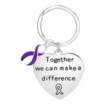 Big Heart Purple Ribbon Key Chains - Fundraising For A Cause