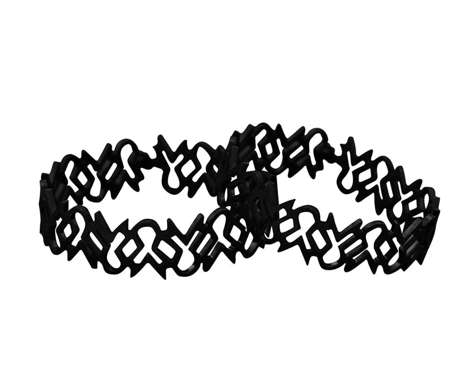 25 Black Ribbon Shaped Silicone Bracelet Wristbands - Fundraising For A Cause