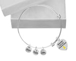 12 Bladder Cancer Awareness Heart Retractable Charm Bracelets - Fundraising For A Cause