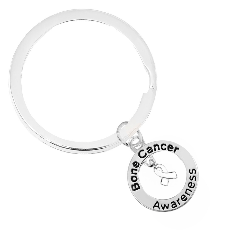 Bone Cancer Awareness Circle Charm Split Style Key Chains - Fundraising For A Cause